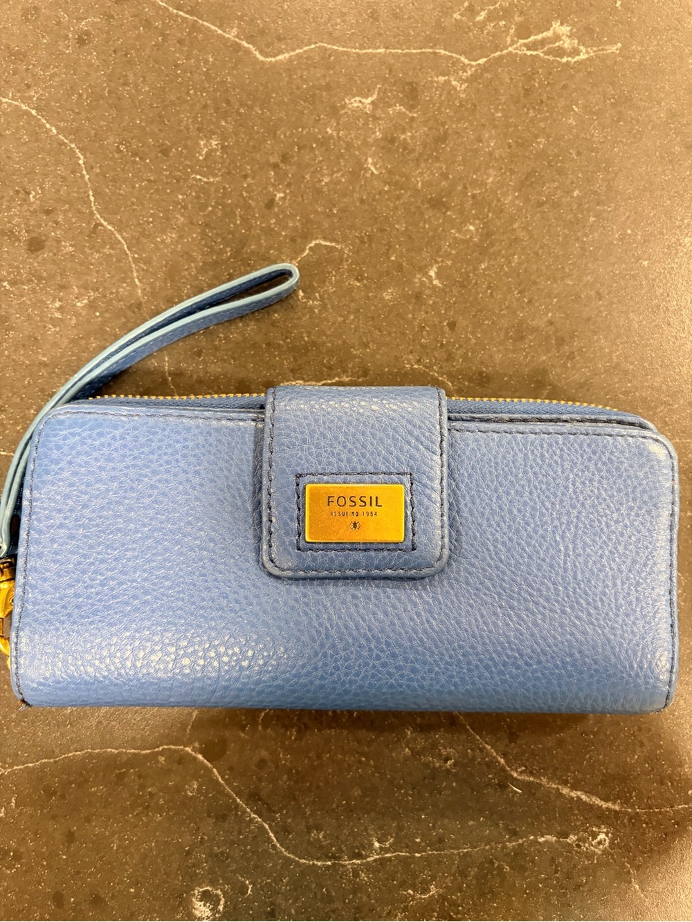 Fossil Women's Blue Leather Wristlet Wallet